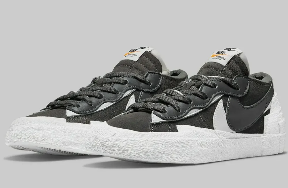 Nike Sacai X Blazer Low Leather And Suede Low-top Trainers In Black Men 11